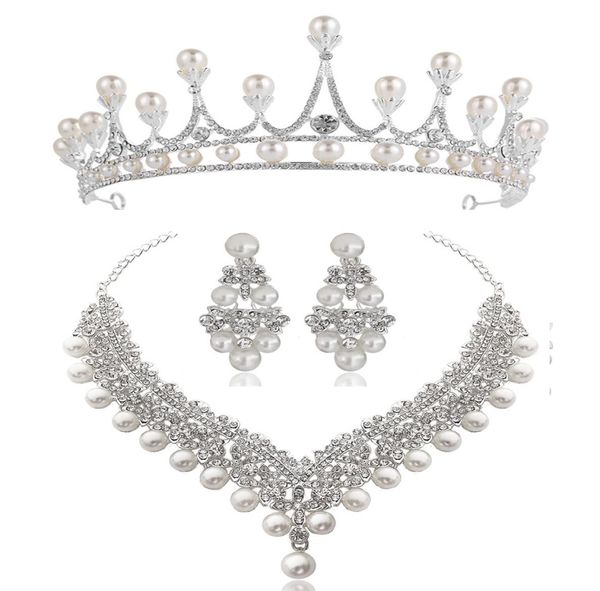 white crystal pearl crown earrings necklace jewelry sets bridal wedding jewelry elegant fashion cubic zirconia diamond jewelry1177785, Silver
white crystal pearl crown earrings necklace jewelry sets bridal wedding jewelry elegant fashion cubic zirconia diamond jewelry1177785, Silver