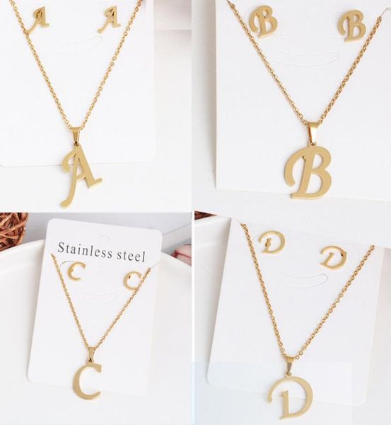 26 letter necklaces with earring set stainless steel gold choker initial pendant necklace women alphabet chains jewelry3515352, Silver
26 letter necklaces with earring set stainless steel gold choker initial pendant necklace women alphabet chains jewelry3515352, Silver