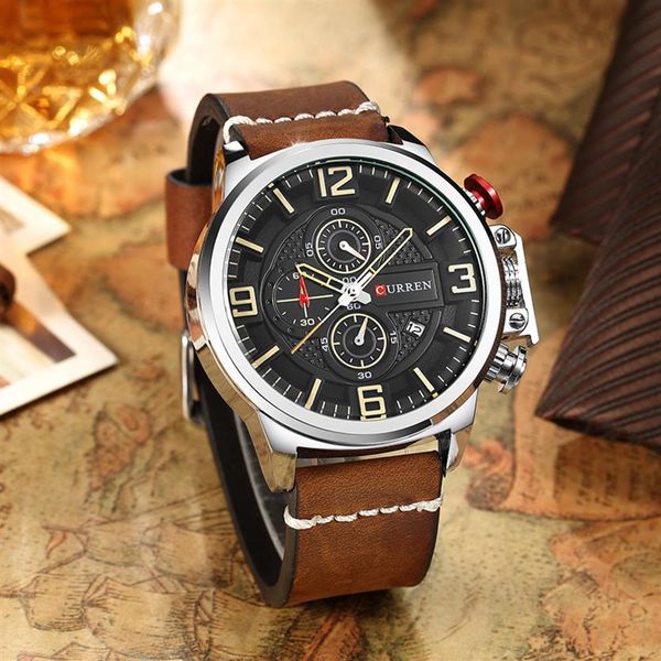 new men's watch curren brand luxury fashion chronograph quartz sports wristwatch leather strap date male clock3115, Slivery;brown
new men's watch curren brand luxury fashion chronograph quartz sports wristwatch leather strap date male clock3115, Slivery;brown