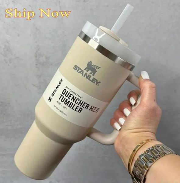 

1:1 with logo 40oz stanley tumblers cups with handle insulated stainless steel tumbler lids straw car travel mugs coffee tumbler termos cups