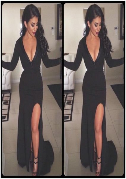 2020 black evening dresses with deep v neckline long sleeves floor length front split robe de soiree longue3376729, Black;red
2020 black evening dresses with deep v neckline long sleeves floor length front split robe de soiree longue3376729, Black;red