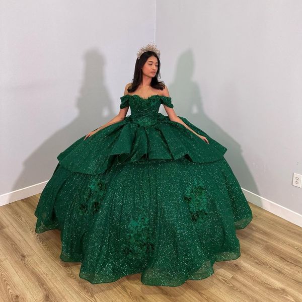 blackish green shiny princess quinceanera dress ball gown straps beaded off shoulder 15th party gown appliques sweet 16 dress, Blue;red
blackish green shiny princess quinceanera dress ball gown straps beaded off shoulder 15th party gown appliques sweet 16 dress, Blue;red