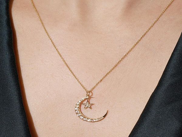 100 925 sterling silver christmas gift cz paved cute lovely moon star charm delicate silver necklace1001092, Black
100 925 sterling silver christmas gift cz paved cute lovely moon star charm delicate silver necklace1001092, Black