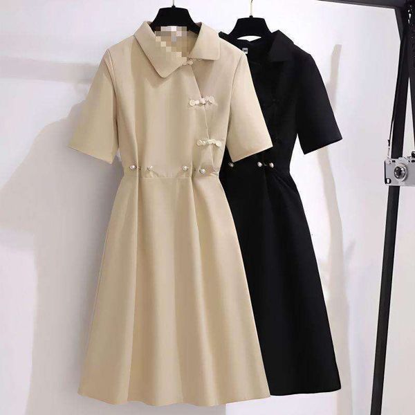 chinese style dress summer fat sister cheongsam western youthful looking simple polo collar plus size skirt, Black;gray
chinese style dress summer fat sister cheongsam western youthful looking simple polo collar plus size skirt, Black;gray