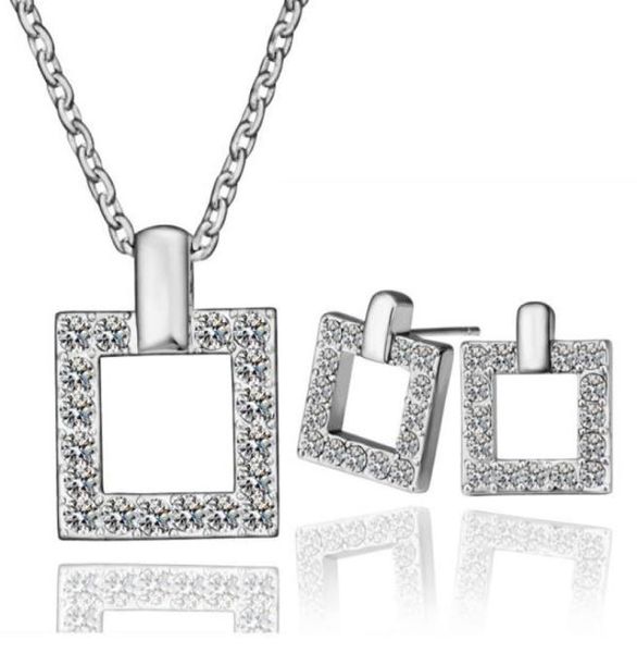 18k platinum plated fashion women square jewelry sets austrian crystal pendant necklaces stud earrings for women7739827, Silver
18k platinum plated fashion women square jewelry sets austrian crystal pendant necklaces stud earrings for women7739827, Silver