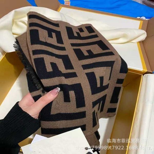 old flower fd wool scarf women's double-sided ff letter cashmere shawl net red with autumn and winter versatile tassel bib, Blue;gray
old flower fd wool scarf women's double-sided ff letter cashmere shawl net red with autumn and winter versatile tassel bib, Blue;gray