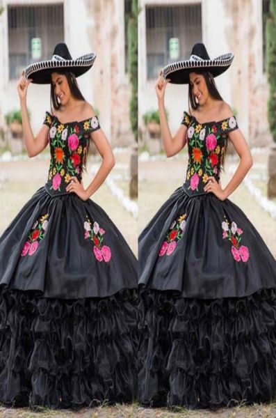 2022 vintage black quinceanera dresses charro mexican embroidered ruffles satin organza off shoulder ball gown formal evening dres2827617, Blue;red
2022 vintage black quinceanera dresses charro mexican embroidered ruffles satin organza off shoulder ball gown formal evening dres2827617, Blue;red