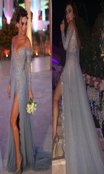 charming tulle lace offtheshoulder neckline aline evening dresses with beaded lace appliques front slit long sleeves prom dre1234433, Black
charming tulle lace offtheshoulder neckline aline evening dresses with beaded lace appliques front slit long sleeves prom dre1234433, Black