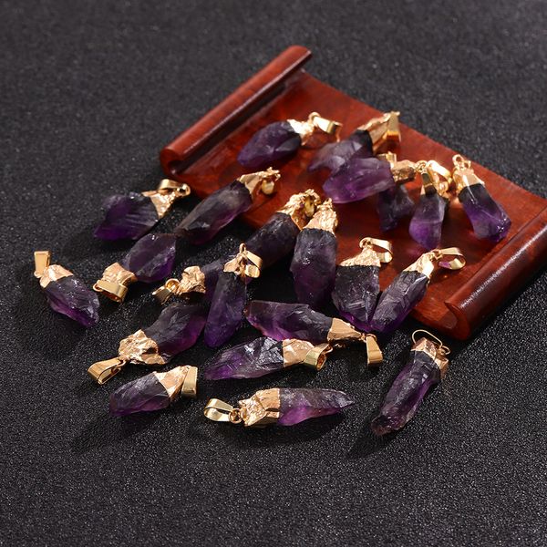 natural stone amethyst pendant irregular crystal raw stone charms diy necklace earrings accessory, Bronze;silver
natural stone amethyst pendant irregular crystal raw stone charms diy necklace earrings accessory, Bronze;silver
