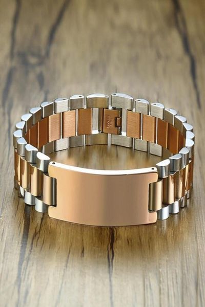 gents twotone rose gold tone presidentstyle with id tag plate link watch band bracelet inspiration engravable men jewelry2686049, Black
gents twotone rose gold tone presidentstyle with id tag plate link watch band bracelet inspiration engravable men jewelry2686049, Black