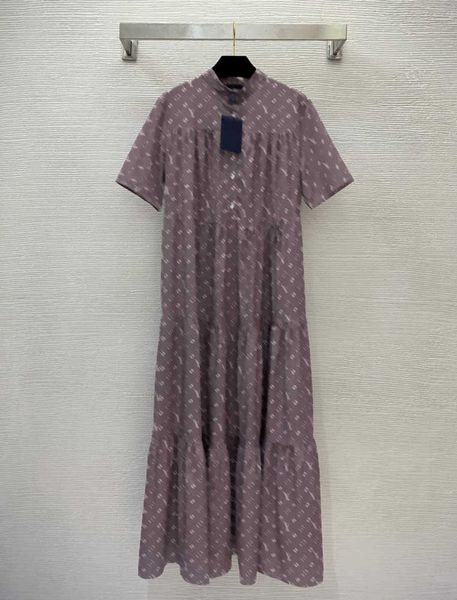 dress summer women designer clothes classic old flower logo letter prints skirt loose skinny standing collar short sleeve dresses plus size, Black;gray 
dress summer women designer clothes classic old flower logo letter prints skirt loose skinny standing collar short sleeve dresses plus size, Black;gray