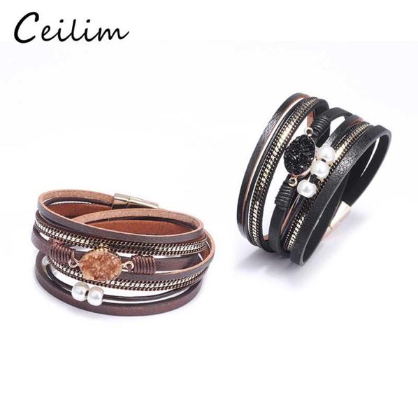 fashion multilayer leather bracelet for women druzy resin stone bead wrap cuff bangle magnetic clasp bracelet handmade wristband j7434267, Black
fashion multilayer leather bracelet for women druzy resin stone bead wrap cuff bangle magnetic clasp bracelet handmade wristband j7434267, Black