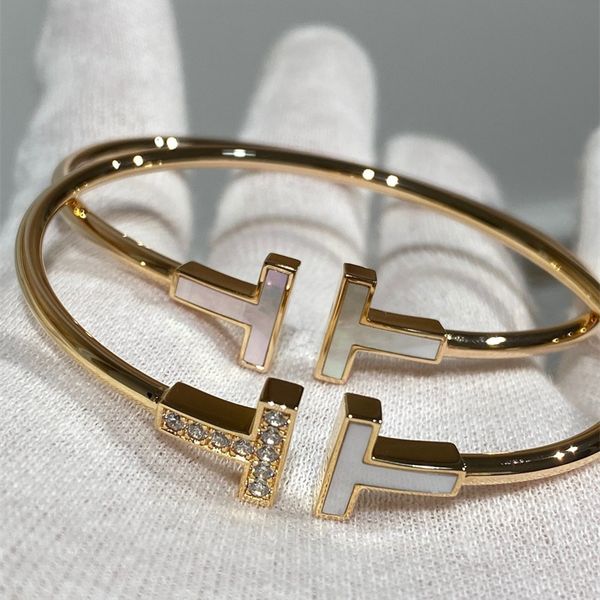 t family's same style luxury brand designer bracelet bangle women's white shell bare body with diamond sterling silver 18k gold ro, Black
t family's same style luxury brand designer bracelet bangle women's white shell bare body with diamond sterling silver 18k gold ro, Black