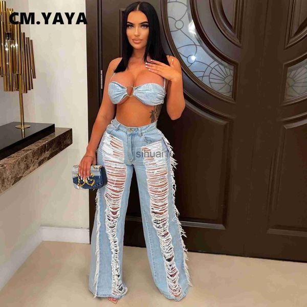 women's two piece pants cmyaya street denim women jeans suit and crop elegant hole tassel jean trouser pants two 2 piece set 2022 summe, White
women's two piece pants cmyaya street denim women jeans suit and crop elegant hole tassel jean trouser pants two 2 piece set 2022 summe, White