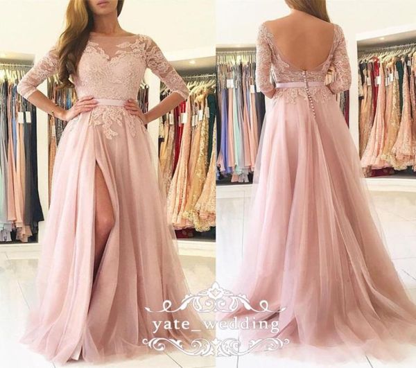 blush pink prom dresses bateau sheer neck 34 long sleeves lace tulle split side floor length backless evening gowns party dresses5122265, Black
blush pink prom dresses bateau sheer neck 34 long sleeves lace tulle split side floor length backless evening gowns party dresses5122265, Black