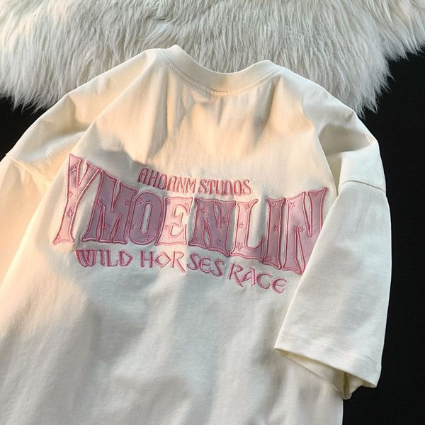women's t-shirt pure cotton american retro pink letter embroidery short sleeved t-shirt women summer ins loose couple y2k women clothe, White
women's t-shirt pure cotton american retro pink letter embroidery short sleeved t-shirt women summer ins loose couple y2k women clothe, White