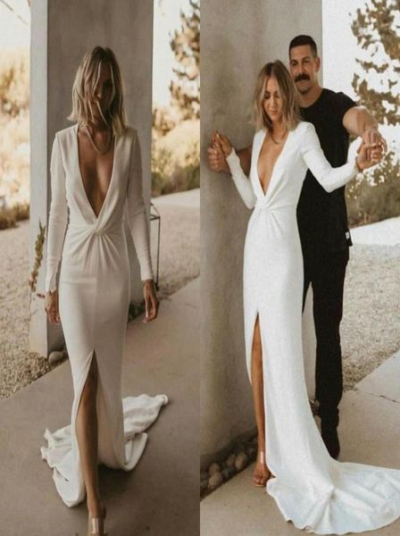 2021 deep v neck wedding dresses mermaid long sleeves front slit sweep train pleats beach country wedding gown vestido de nov4355285, White
2021 deep v neck wedding dresses mermaid long sleeves front slit sweep train pleats beach country wedding gown vestido de nov4355285, White