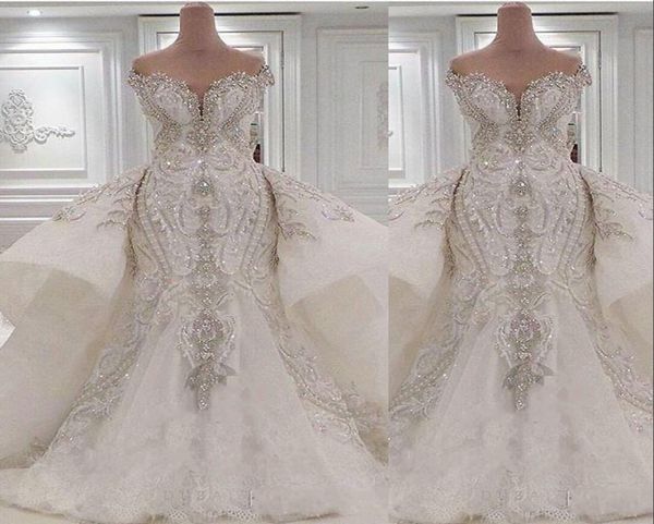 2023 crystal luxury mermaid wedding dresses bridal gowns with overskirts off shoulder lace ruched sparkle rhinstone dubai vestidos5008249, White
2023 crystal luxury mermaid wedding dresses bridal gowns with overskirts off shoulder lace ruched sparkle rhinstone dubai vestidos5008249, White
