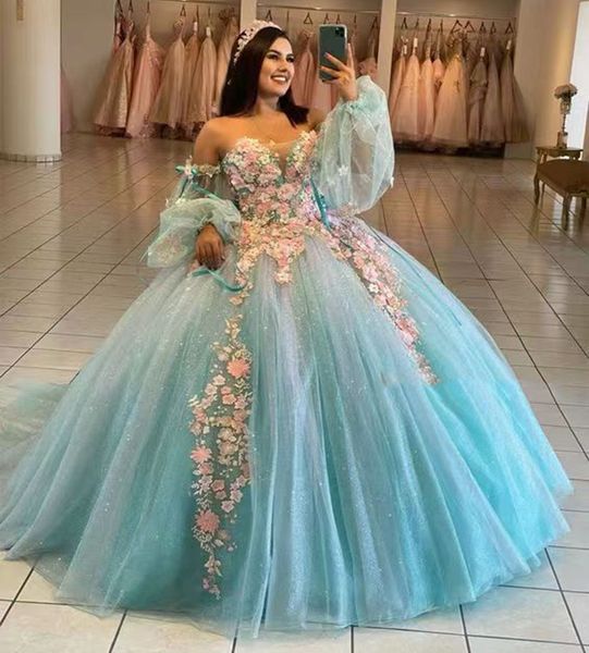 glitter sweetheart floral quinceanera dresses with long sleeves back bow pink 3d flowers appliques princess prom party ball gown sweet 15 16, Blue;red
glitter sweetheart floral quinceanera dresses with long sleeves back bow pink 3d flowers appliques princess prom party ball gown sweet 15 16, Blue;red