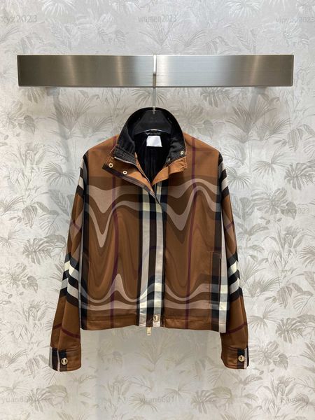 womens designer jacket fashion long sleeve zipper stand collar overcoat size s- gradient checkered pattern coat july15, Black;brown
womens designer jacket fashion long sleeve zipper stand collar overcoat size s- gradient checkered pattern coat july15, Black;brown