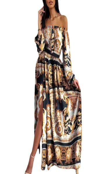 casual dresses women floral printd maxi dress off shoulder long sleeve high waist front split party autumn spring3141920, Black;gray
casual dresses women floral printd maxi dress off shoulder long sleeve high waist front split party autumn spring3141920, Black;gray