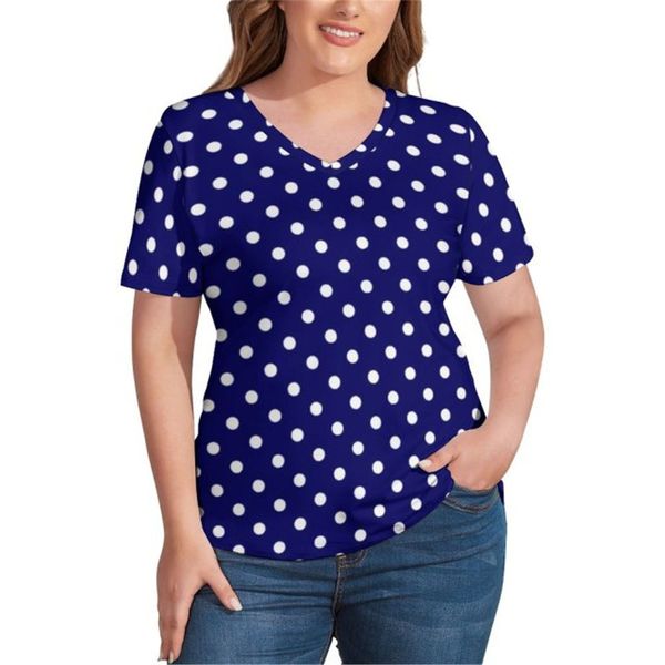 women's plus size t-shirt summer women cotton t shirt blue polka dots vintage oversized t shirts short-sleeve v neck korean fashion pri, Black
women's plus size t-shirt summer women cotton t shirt blue polka dots vintage oversized t shirts short-sleeve v neck korean fashion pri, Black