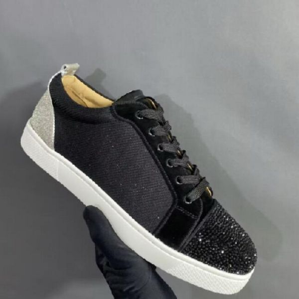 luxury designer men's shoes fashion shiny red bottom sneaker low lace up color matching women's shoes with water diamond red soles, Black
luxury designer men's shoes fashion shiny red bottom sneaker low lace up color matching women's shoes with water diamond red soles, Black