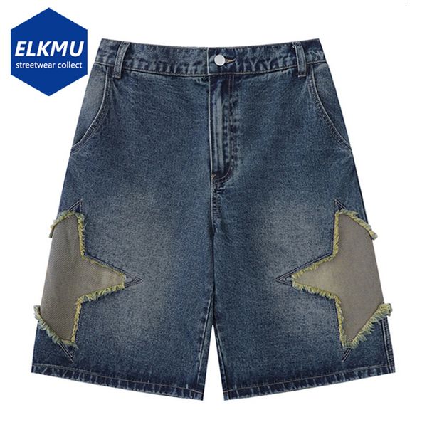 men's shorts retro star splicing denim shorts men summer harajuku streetwear jeans shorts fashion casual loose blue denim shorts 230715, White;black
men's shorts retro star splicing denim shorts men summer harajuku streetwear jeans shorts fashion casual loose blue denim shorts 230715, White;black