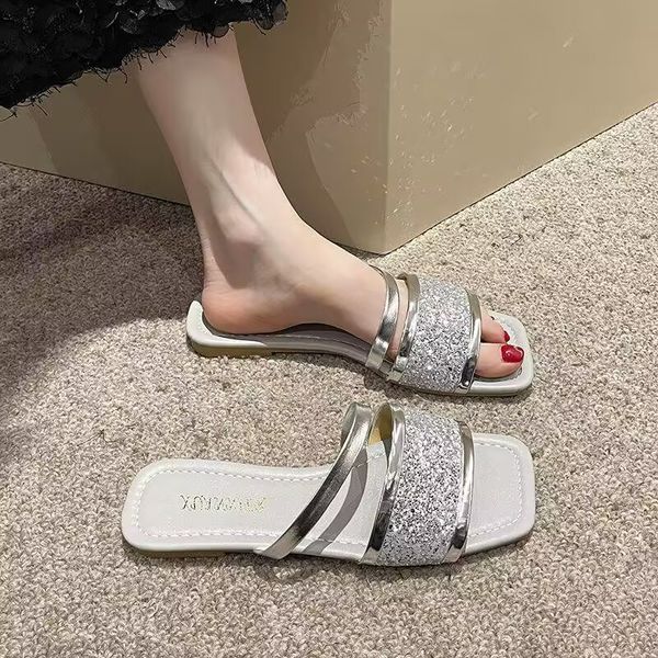 summer women's slippers fashion simple flat comfortable leisure outdoor personality beautiful rhinestone fairy wind sandals, Black
summer women's slippers fashion simple flat comfortable leisure outdoor personality beautiful rhinestone fairy wind sandals, Black