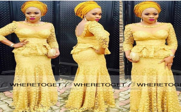 nigerian styles yellow sheer neck evening dresses 2019 new 34 long sleeve back peplum vintage lace applique floor length par6375346, Black;red
nigerian styles yellow sheer neck evening dresses 2019 new 34 long sleeve back peplum vintage lace applique floor length par6375346, Black;red