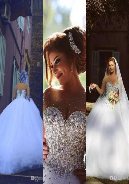 ball gown wedding dresses arabic crystal beaded sheer neck long sleeves said mhamad corset back court train tulle brida2213779, White
ball gown wedding dresses arabic crystal beaded sheer neck long sleeves said mhamad corset back court train tulle brida2213779, White