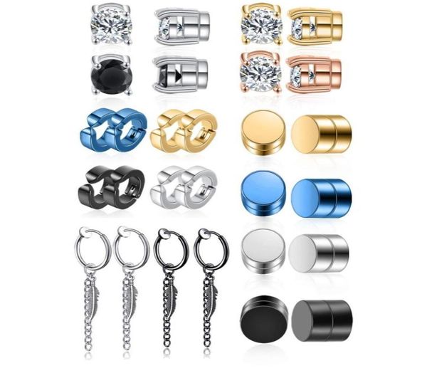 14 pairs stainless steel magnetic stud earrings clip on non piercing feather hinged hoop earrings cz magnet earring set10084899566, Golden;silver
14 pairs stainless steel magnetic stud earrings clip on non piercing feather hinged hoop earrings cz magnet earring set10084899566, Golden;silver