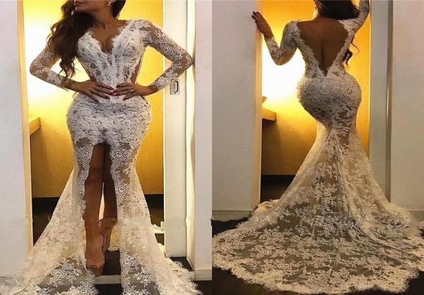 style illusion lace wedding dress deep open back v neck high slit mermaid bridal gowns 2020 modern fashion custom size2477161, White
style illusion lace wedding dress deep open back v neck high slit mermaid bridal gowns 2020 modern fashion custom size2477161, White