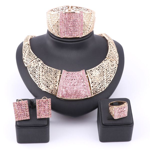 wedding jewelry sets african set gold color pink austrian crystal women necklace bangle earring ring 230717, Slivery;golden
wedding jewelry sets african set gold color pink austrian crystal women necklace bangle earring ring 230717, Slivery;golden