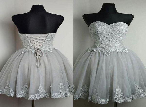 2019 gorgeous short prom dresses sweetheart sleeveless silver grey lace appliques corset back tulle formal party gowns custom made9394904, Black
2019 gorgeous short prom dresses sweetheart sleeveless silver grey lace appliques corset back tulle formal party gowns custom made9394904, Black
