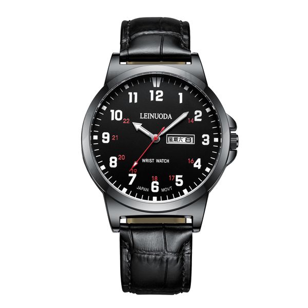 men's watch quartz black arabic numeral 42mm leather strap waterproof luminous wristwatch fashion, Slivery;black
men's watch quartz black arabic numeral 42mm leather strap waterproof luminous wristwatch fashion, Slivery;black