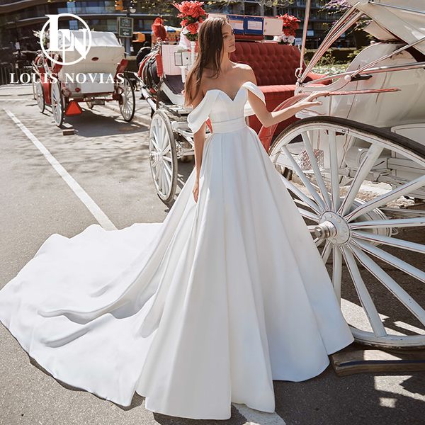 a-line wedding dress 2023 fairy sweetheart off the shoulder empire simple satin dress for bride princess vestidos de novia, White
a-line wedding dress 2023 fairy sweetheart off the shoulder empire simple satin dress for bride princess vestidos de novia, White