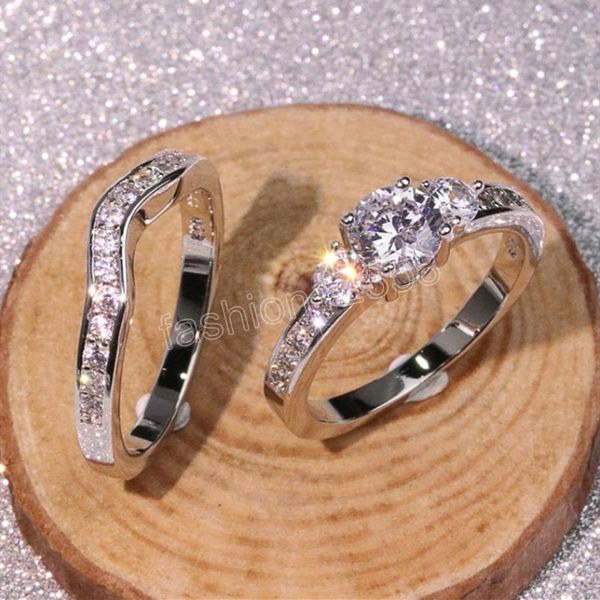 2pcs/set luxury couple pair ring zircon vintage female full rhinestone rings women jewelry gift, Silver
2pcs/set luxury couple pair ring zircon vintage female full rhinestone rings women jewelry gift, Silver