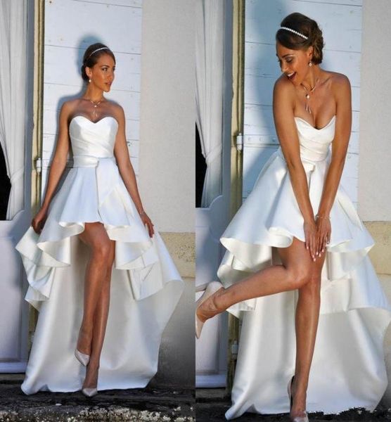 2019 high low satin a line wedding dresses sweetheart ruched zipper back summer wedding gowns for bride3624453, White
2019 high low satin a line wedding dresses sweetheart ruched zipper back summer wedding gowns for bride3624453, White
