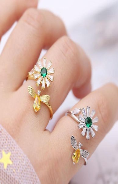 new style european fashion sweet honey bee small daisy plated 18k gold ring jewelry temperament women brand highend zircon rotata2042126, Silver
new style european fashion sweet honey bee small daisy plated 18k gold ring jewelry temperament women brand highend zircon rotata2042126, Silver