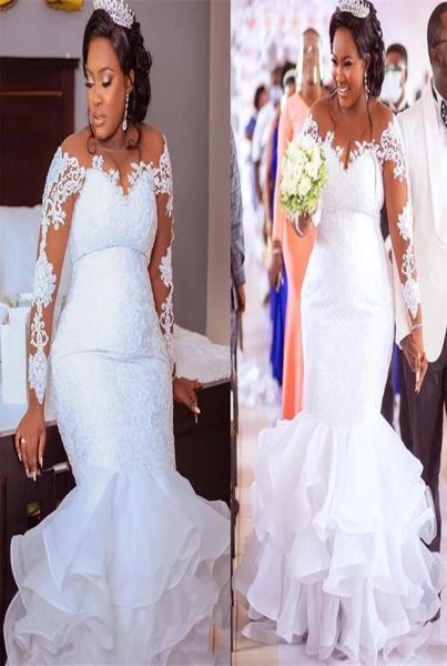 plus size mermaid illusion long sleeves wedding dresses bridal gowns south african country designer applique ruffled organza recep6340383, White
plus size mermaid illusion long sleeves wedding dresses bridal gowns south african country designer applique ruffled organza recep6340383, White