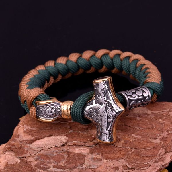 classic design thor's hammer charm viking bracelet braided paracord bracelets, Golden;silver
classic design thor's hammer charm viking bracelet braided paracord bracelets, Golden;silver