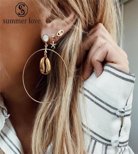 3pcs set exaggerated starfish big circle dangle earring for women gold plating alloy eye shell hoop earring fashion summer beach j4946940, Silver
3pcs set exaggerated starfish big circle dangle earring for women gold plating alloy eye shell hoop earring fashion summer beach j4946940, Silver