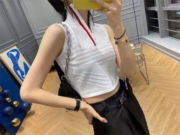 women luxury designer stand collar zipper pulover tshirts summer sleeveless knit jumper tees tank tees t shirt women slim white black woman
women luxury designer stand collar zipper pulover tshirts summer sleeveless knit jumper tees tank tees t shirt women slim white black woman