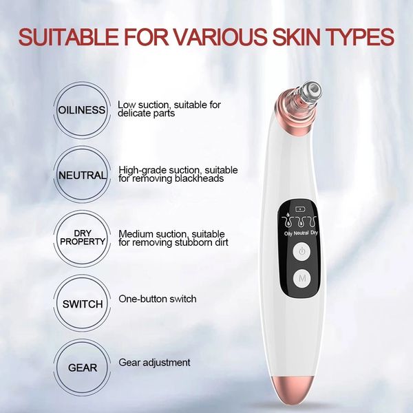 Image of new electric facial blackhead remover black spots removal vacuum pore cleaner acne cleanser face nose deep cleaning tools