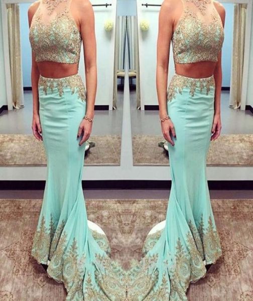 two pieces dresses party evening gowns sheer neck gold applique mermiad prom dresses sweep train satin celebrity formal homecoming3409075, Black
two pieces dresses party evening gowns sheer neck gold applique mermiad prom dresses sweep train satin celebrity formal homecoming3409075, Black