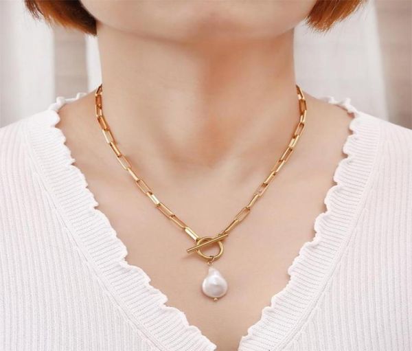 chains pattern irregular paperclip chain link freshwater pearl pendant sweater necklace gold plated stainless steel long7784180, Silver
chains pattern irregular paperclip chain link freshwater pearl pendant sweater necklace gold plated stainless steel long7784180, Silver