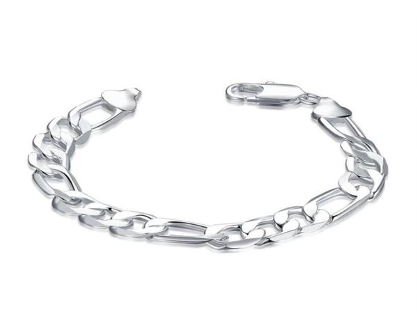 925 silver charm chain bracelet men 10mm 8 inches long figaro chain 10pcs lot21619264504151, Black
925 silver charm chain bracelet men 10mm 8 inches long figaro chain 10pcs lot21619264504151, Black