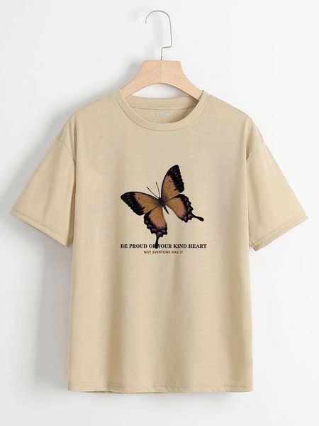 women's fashion t-shirt slogan butterfly, White
women's fashion t-shirt slogan butterfly, White