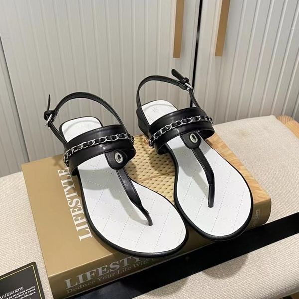 women's fashion c sandals metal chain buckle slippers leather satin t sandals outdoor hundred open heel clip toe flip flops, Black
women's fashion c sandals metal chain buckle slippers leather satin t sandals outdoor hundred open heel clip toe flip flops, Black